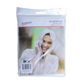 Regn Poncho Transparent str. 130x100 cm m. htte