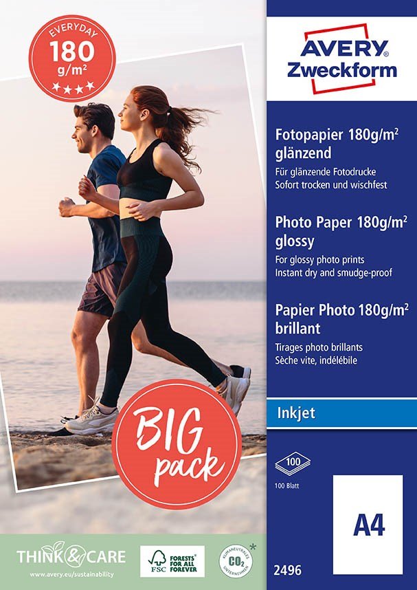 Avery fotopapir classic glossy inkjet 180g A4