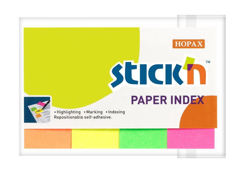 Indeksfaner 50x20mm 4stk ass Neon