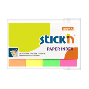 Indeksfaner 50x20mm 4stk ass Neon