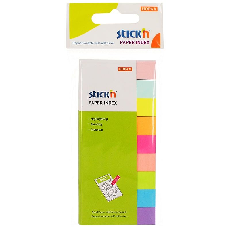 Indeksfaner 50x20mm 9stk ass Neon