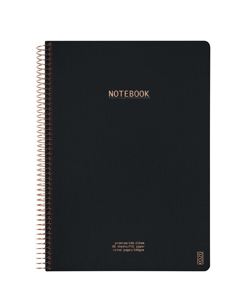 Kozo Notesbog A4 Lin Premium Black