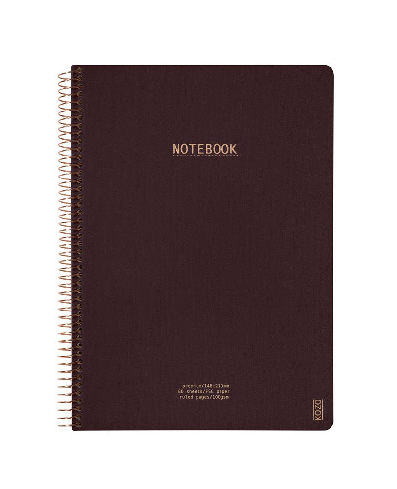 Kozo Notesbog A4 Lin Premium Coffee