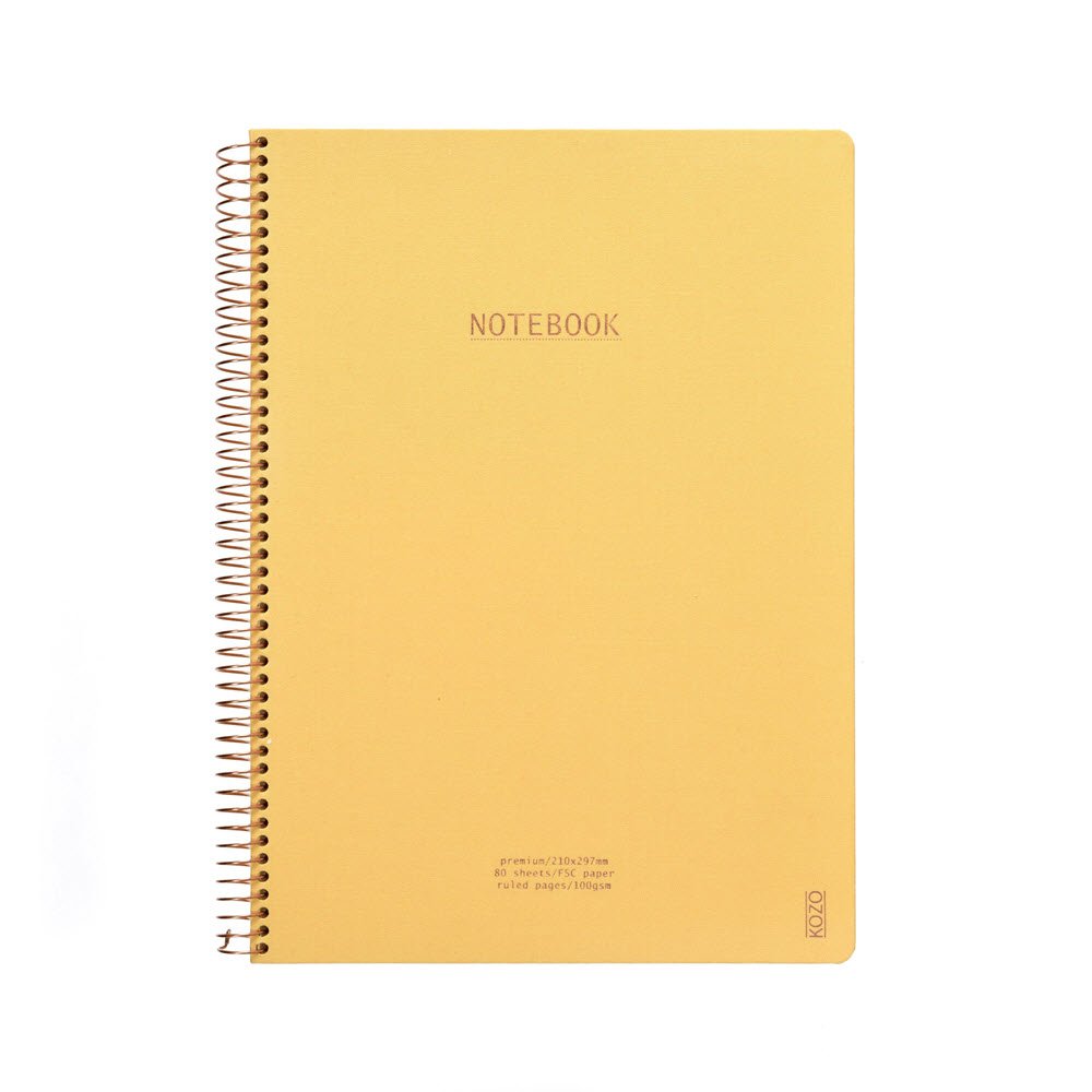 Kozo Notesbog A4 Lin Premium Honey Yellow