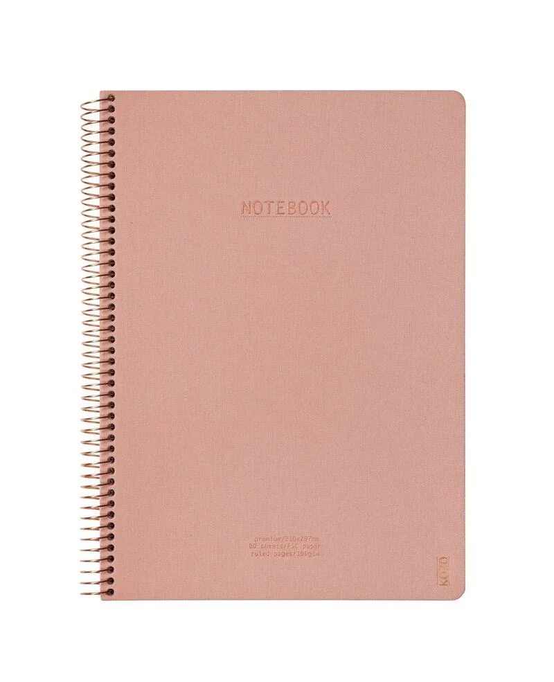 Kozo Notesbog A4 Lin Premium Muted Blush