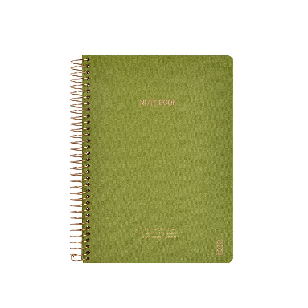 Kozo Notesbog A5 Lin Premium Olive Green