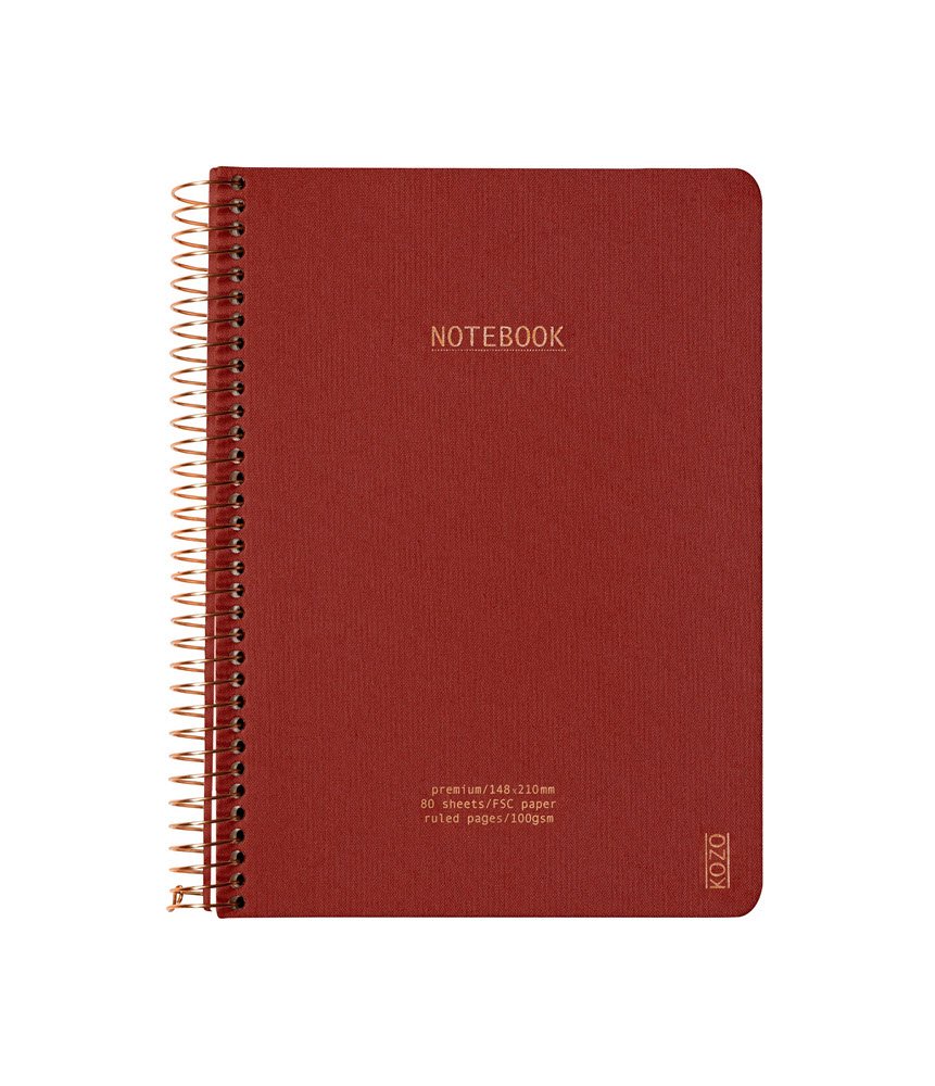 Kozo Notesbog A5 Lin Premium Rust R�d