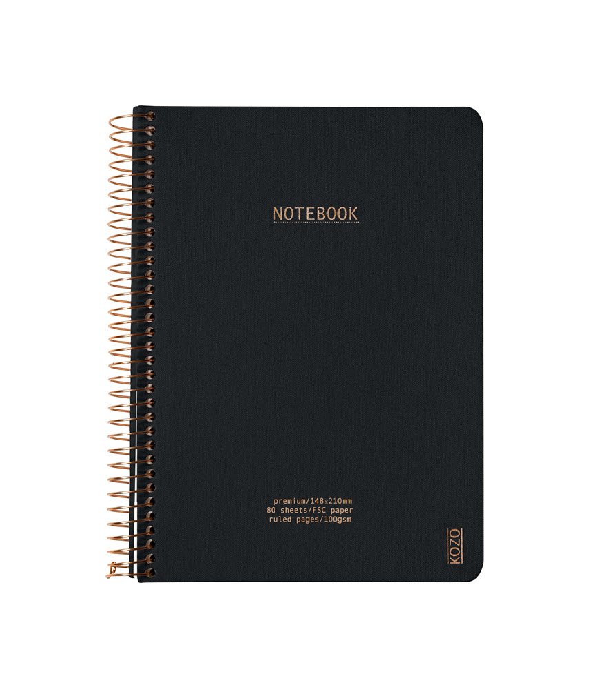Kozo Notesbog A5 Lin Premium Sort