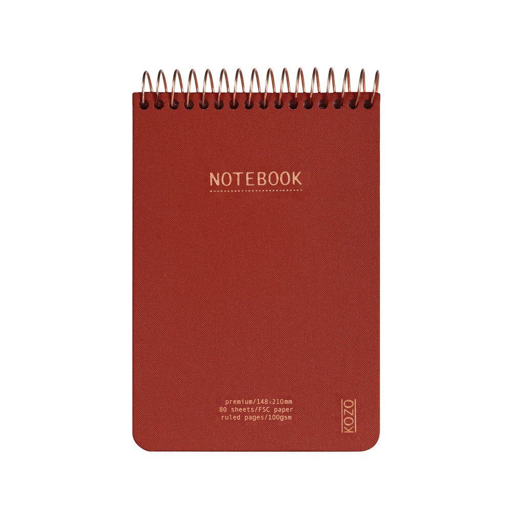 Kozo Notesbog A6 Lin Premium Rust R�d