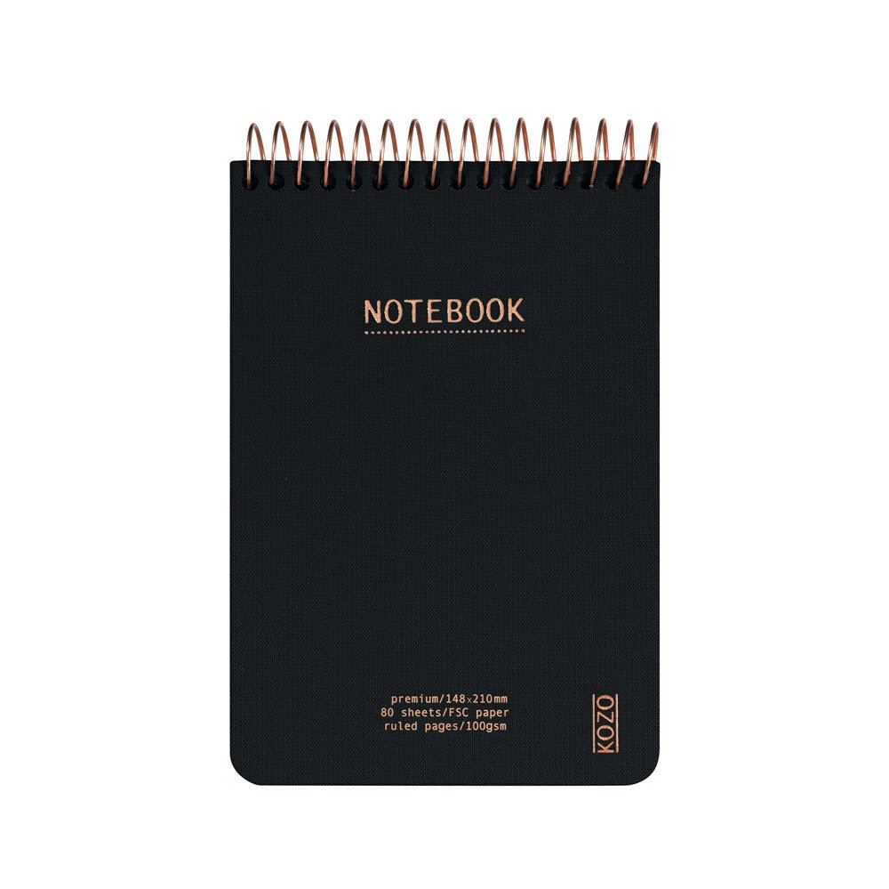 Kozo Notesbog A6 Lin Premium Sort