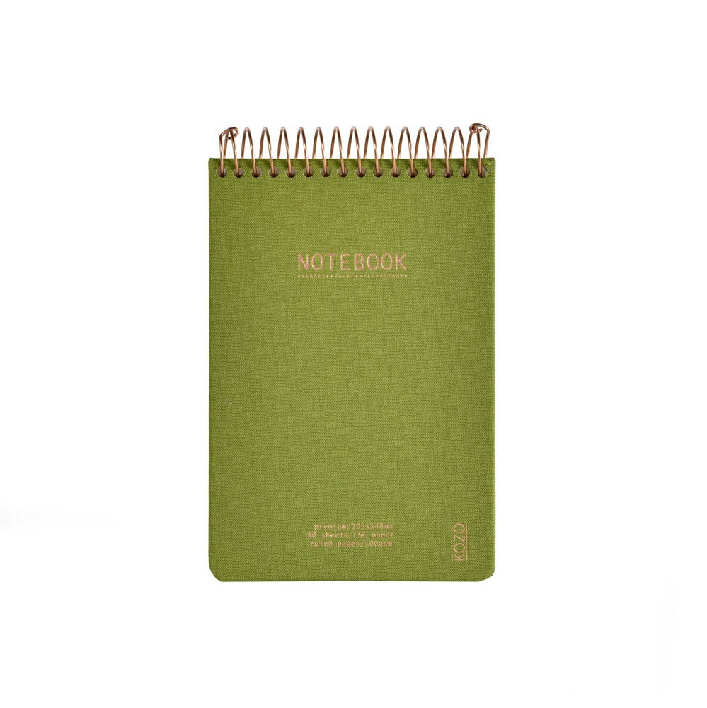 Kozo Notesbog Premium A6 Lin Olive Green