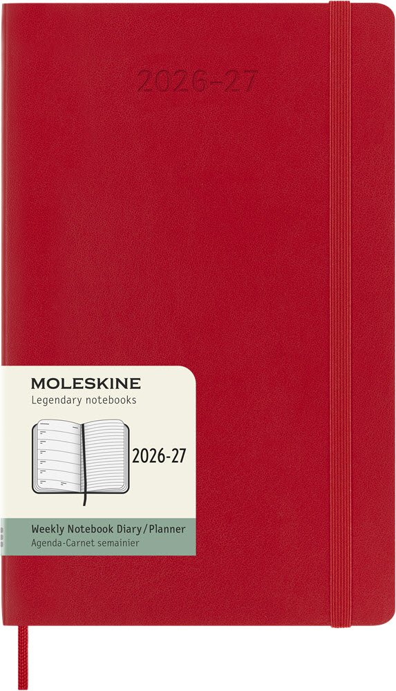 Moleskine Large 26/27 soft 18 mdr. week note R�d