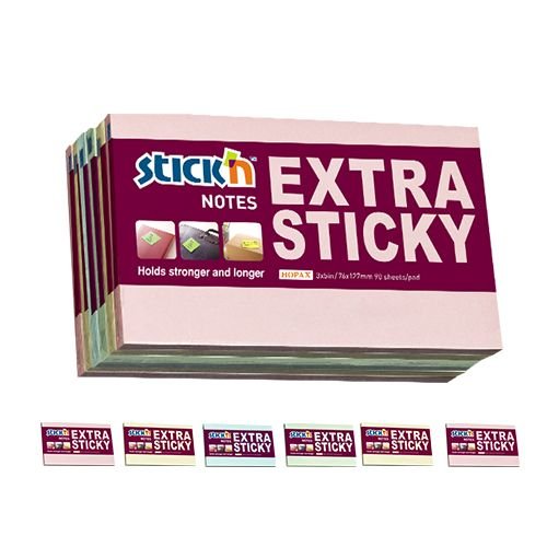 Stick note 76x127 5 stk pastel farver