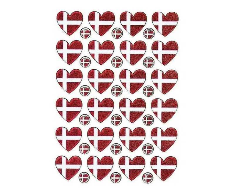Stickers flag hjerte DK