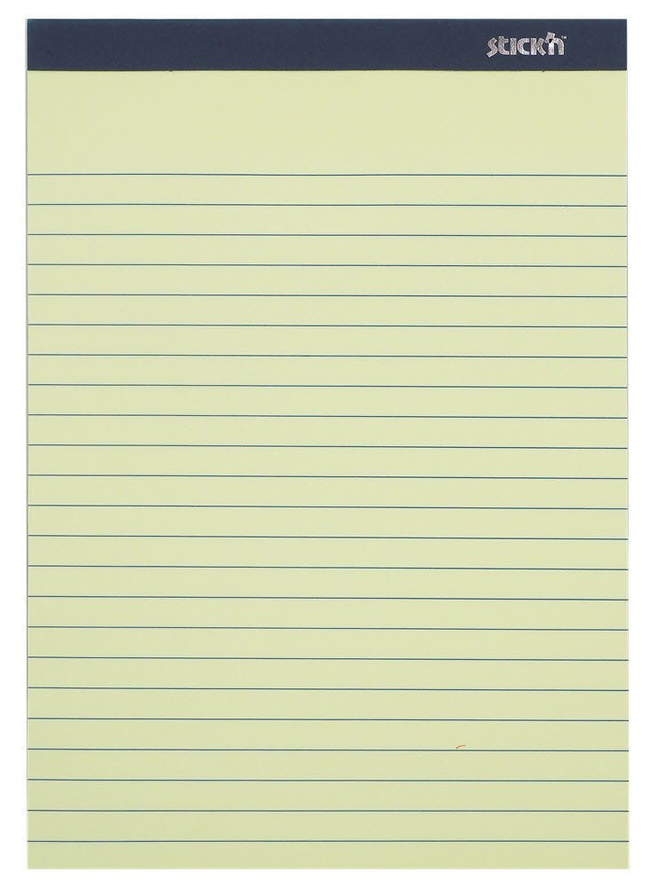 Stick�n Memo Pad 254x178mm 50s. Linjeret Gul