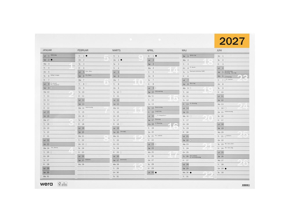 Wera v�gkalender A4 2027
