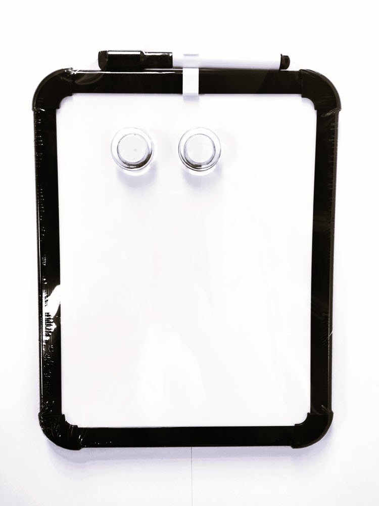 Whiteboard tavle 22x30cm m. sort ramme inkl. sort pen