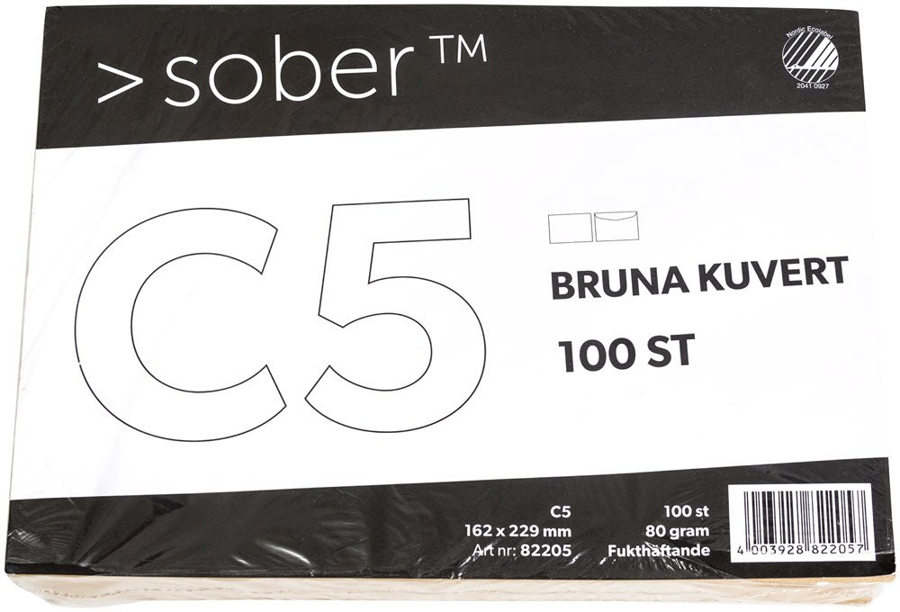 Kuvert natur C5 100 stk.