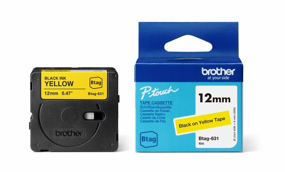 BTAG-631 12mm Black on yellow tape