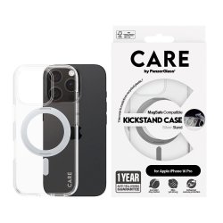 CARE iPhone 16 Pro Case Silver Kickstand &amp; MagSafe