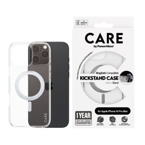 CARE iPhone 16 Pro Max Case Silver Kickstand & MagSafe