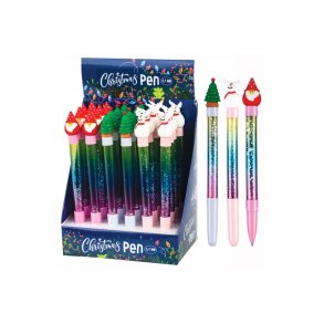 Kuglepen m. julemotiv glitter 0,7 3 ass.