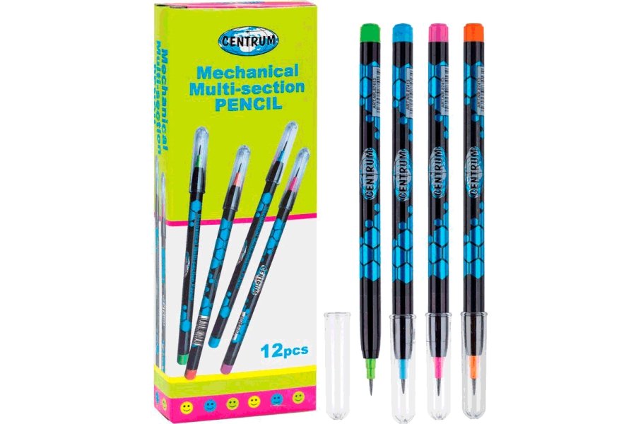 Pencil med stifter i sektioner 1 stk. 4 ass farver