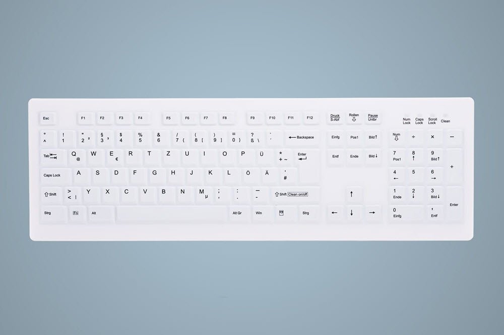 Active Key Hygiene Desktop Keyboard Sealed USB, White