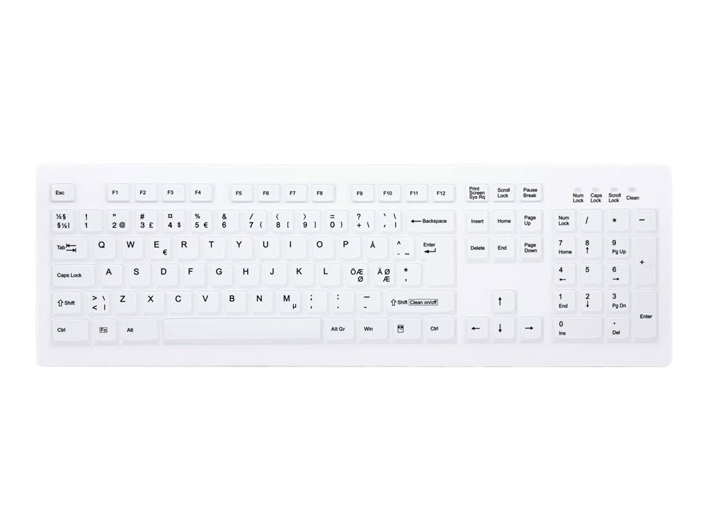 Wireless Hygiene Desktop Keyboard Sealed USB White