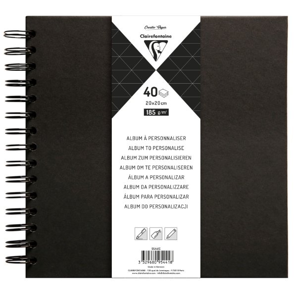 Hard cover album Sort 20x20cm 40 sider 200g