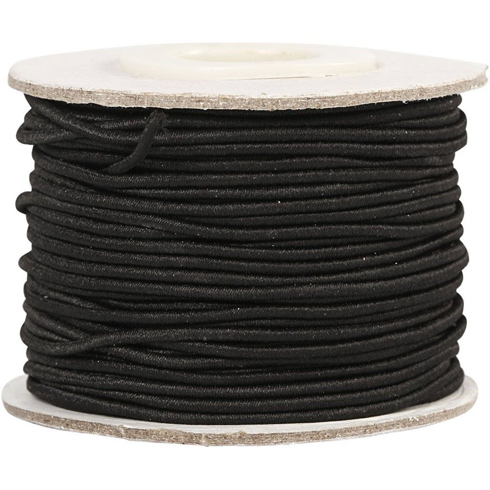 Elastiksnor Sort 1mm x 25 m