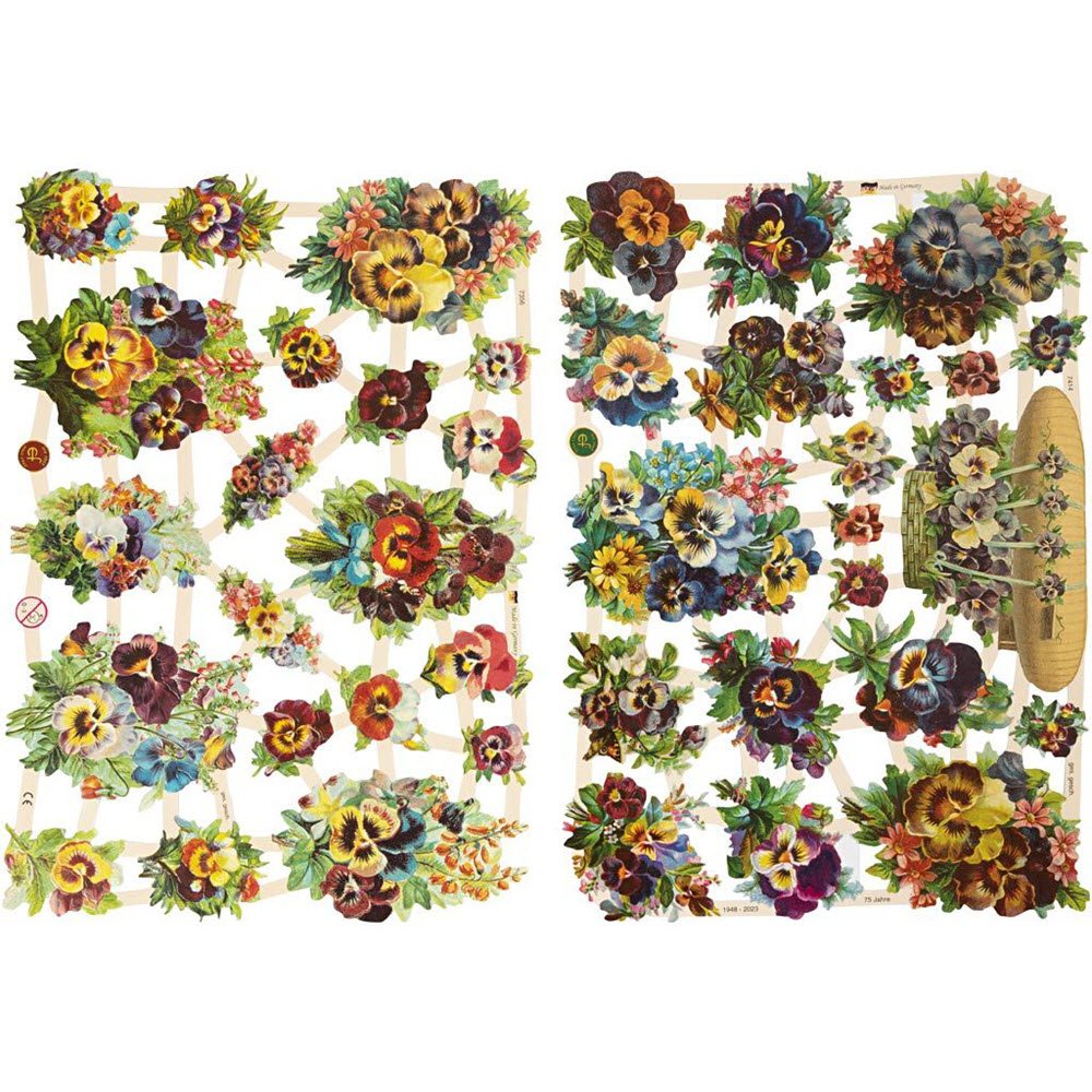 Glansbilleder Stedmoderblomster 2 ark. 