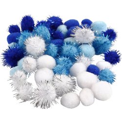 Pomponer ass Bl� farver 48 stk. 