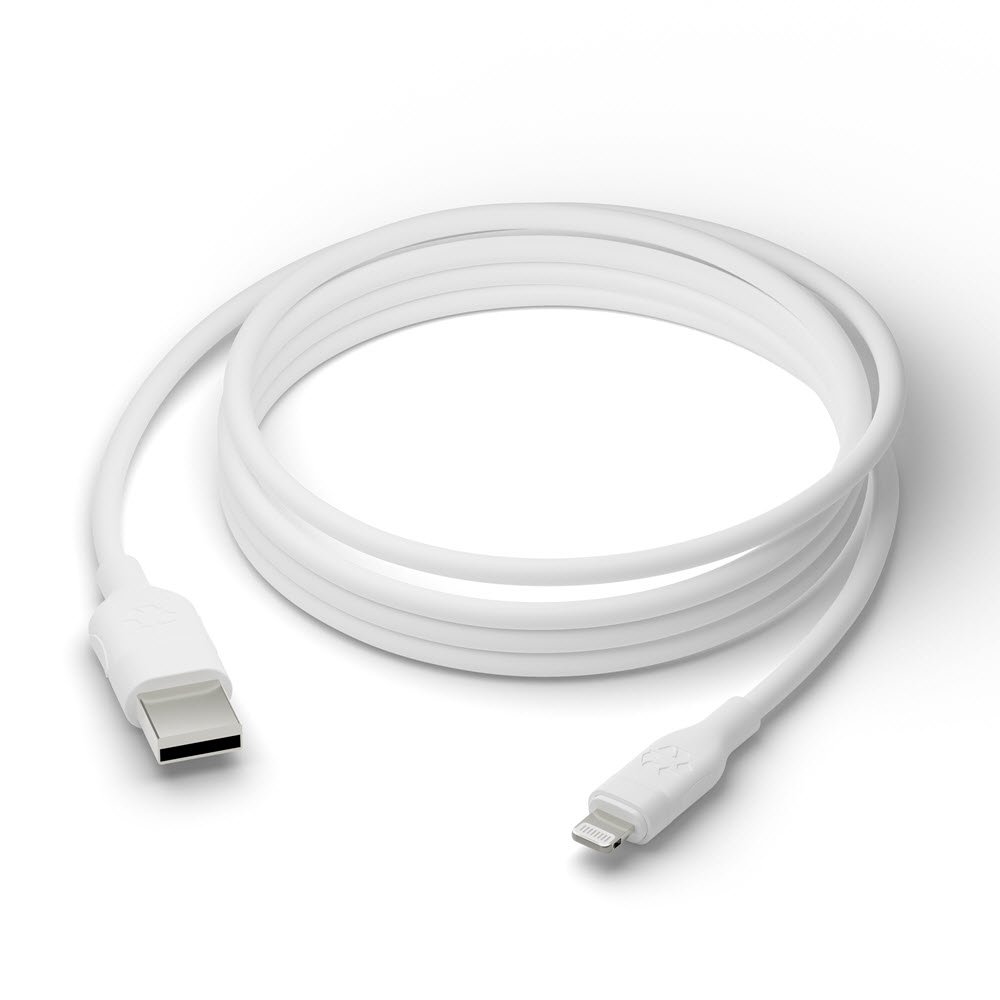 Cable - USB-A to MFI Lightning - TPE, White (2.5m)