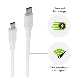 Cable - USB-C to USB-C - TPE, White (2.5m)