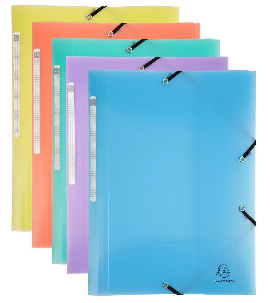 Elastikmappe plast A4 Exacompta 5 stk pastel 