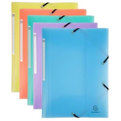 Elastikmappe plast A4 Exacompta 5 stk pastel 
