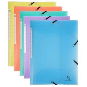 Elastikmappe plast A4 Exacompta 5 stk pastel 