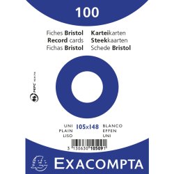 Exacompta Kartotekskort 105x148 blank 100stk