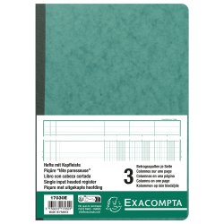 Exacompta Kolonnebog 3 kolonner 80 s. ass farver