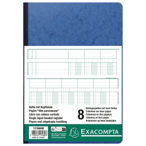 Exacompta Kolonnebog 8 kolonner 80 s. ass farver