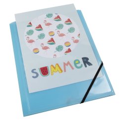 Exa Elastikmappe Plast Pastel m/forside A4 5 stk.