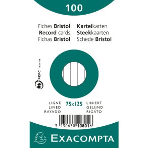 Exacompta Kartotekskort A 75x125 mm Lin 100stk