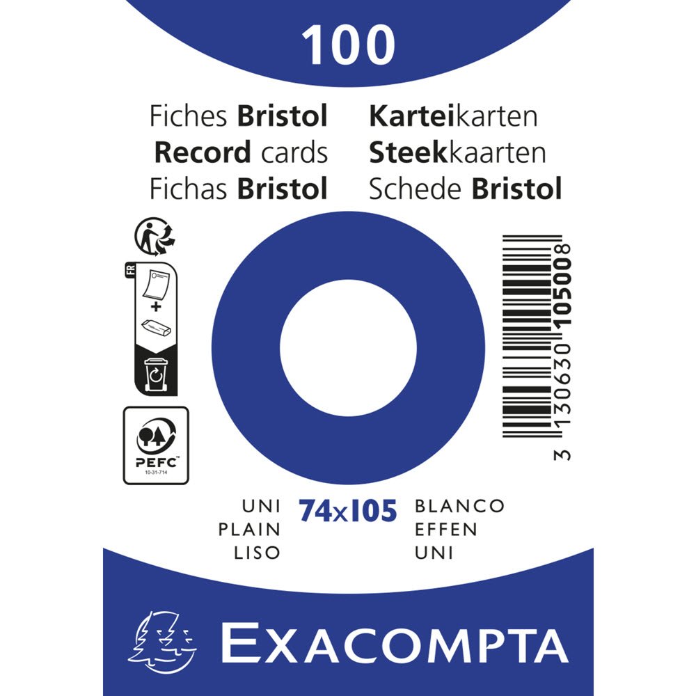 Exacompta Kartotekskort A7 Ulin 100stk