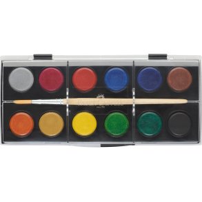 Dkfarver Akvarel mini 12 farver m. pensel