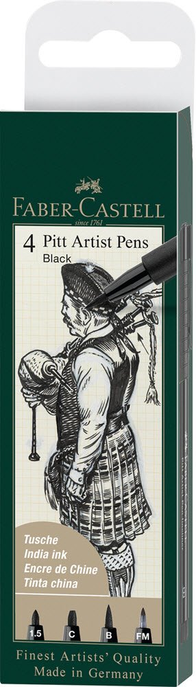 Faber-Castell Artist Pen 4 ass. Sort