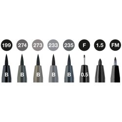 Faber-Castell Artist Pen 8 ass. Sort og Gr