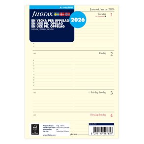 Filofax 2026 A5 Refil Uge pr. opslag