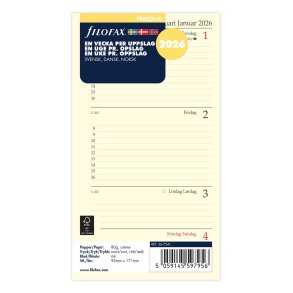 Filofax 2026 Personal Refil uge pr. opslag