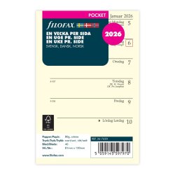 Filofax 2026 Pocket Refil uge pr. Side